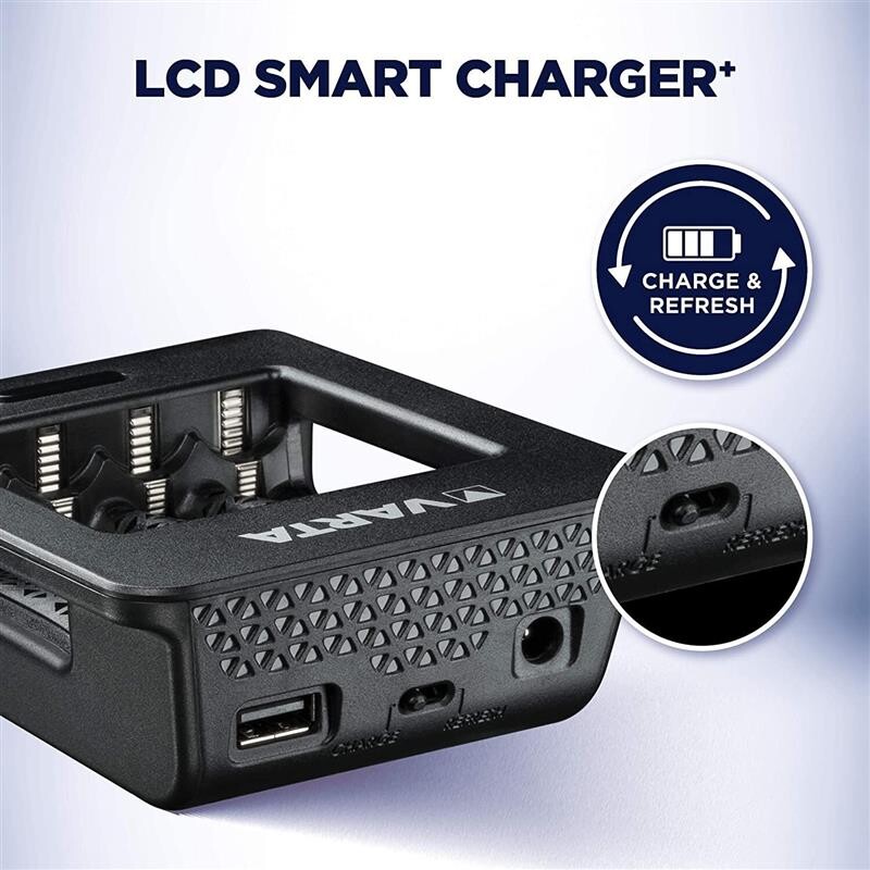 Мережевий зарядний пристрій Varta LCD Smart Plus Charger + 4 х Ni-Mh AA 2100 mAh (57684101441)