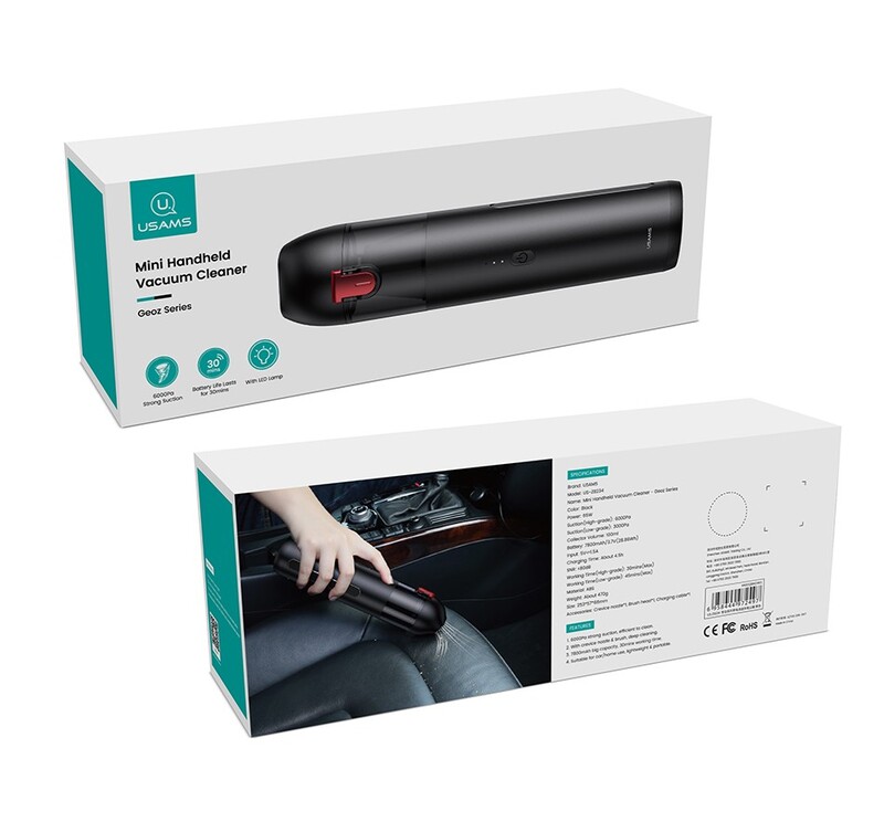Аккумуляторный пылесос Usams US-ZB234 Mini Handheld Vacuum Cleaner Black (6958444972497)