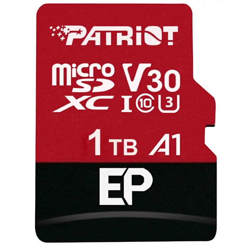 Карта памяти MicroSDXC 1TB UHS-I/U3 Class 10 Patriot EP A1 R90/W80MB/s + SD-adapter (PEF1TBEP31MCX)