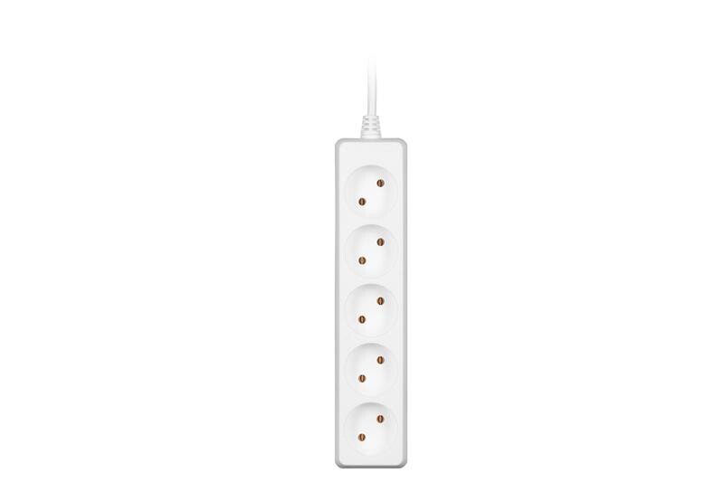 Сетевой удлинитель 2E 5XCEE7/17, 2G*1.0мм, 1.5м, white