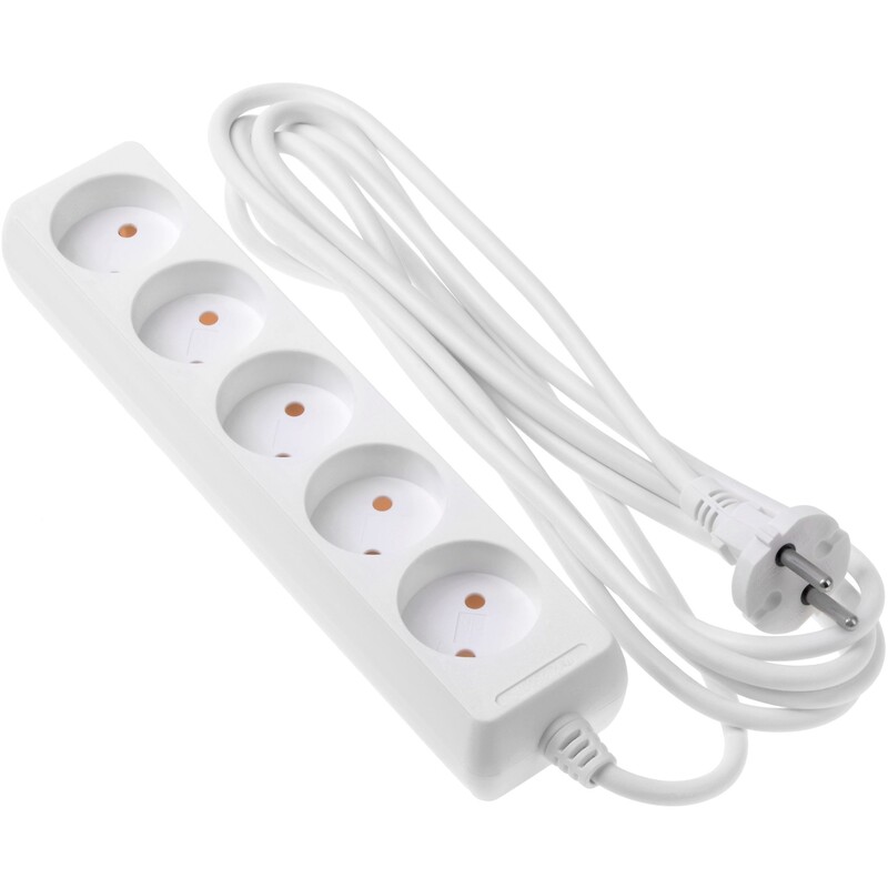 Сетевой удлинитель 2E 5XCEE7/17, 2G*1.0мм, 1.5м, white