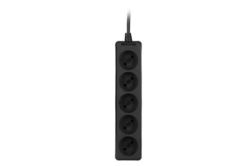 Сетевой удлинитель 2E 5XCEE7/17, 2G*1.0мм, 1.5м, black