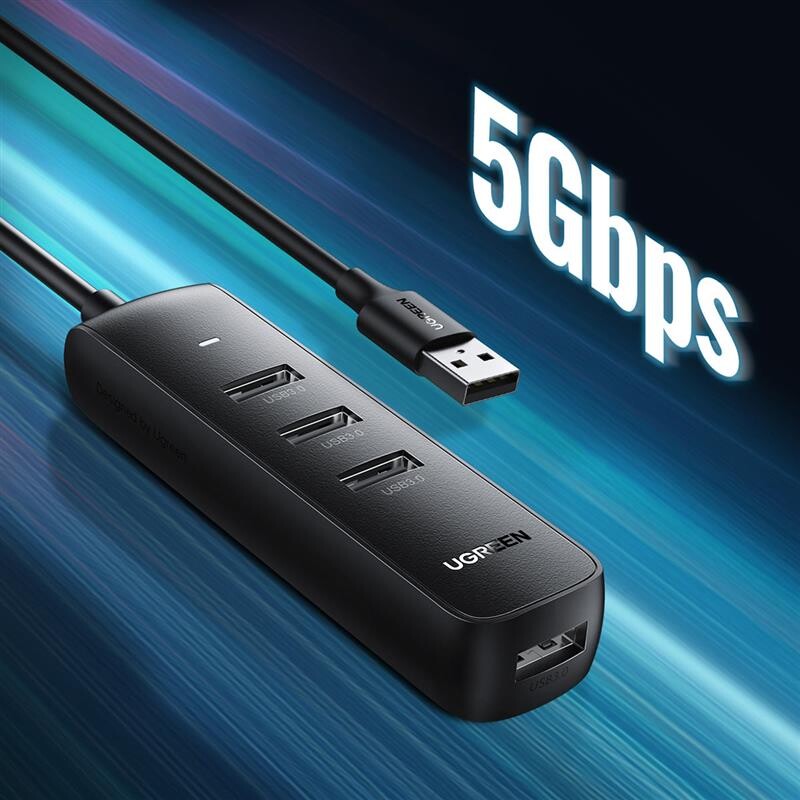 Концентратор USB 3.2 Ugreen CM416 4xUSB 3.2, Black (80657)