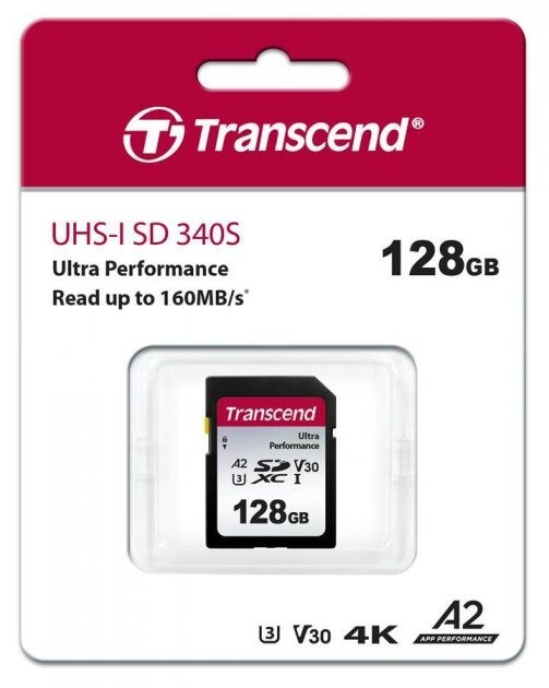 Карта памяти SDXC 128GB UHS-I/U3 Class 10 Transcend 340S R160/W90MB/s 4K (TS128GSDC340S)