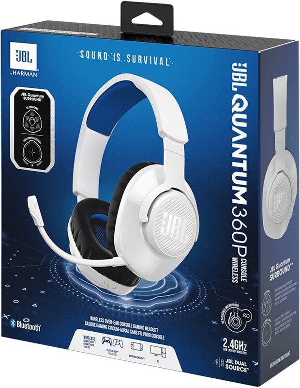Bluetooth-гарнiтура JBL Quantum 360P Console Wireless (JBLQ360PWLWHTBLU)
