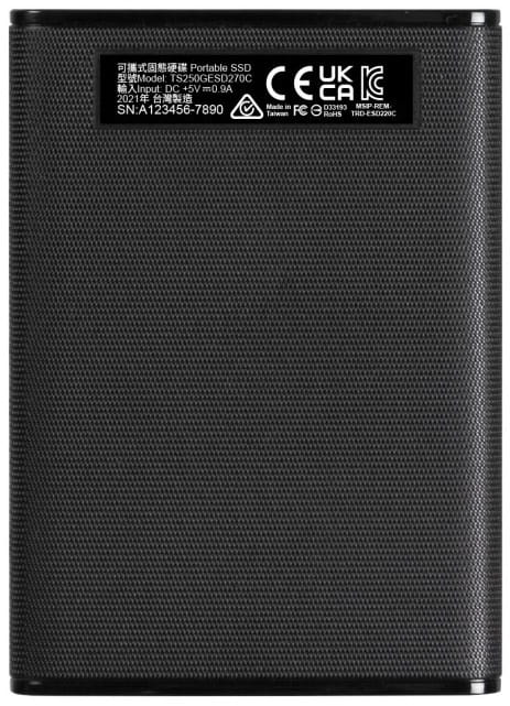 Накопичувач зовнішній SSD USB 3.1 Type-C 500GB Transcend ESD270C Black (TS500GESD270C)