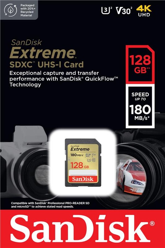 Карта пам`яті SDXC 128GB UHS-I/U3 Class 10 SanDisk Extreme V30 R180/W90MB/s 4K (SDSDXVA-128G-GNCIN)