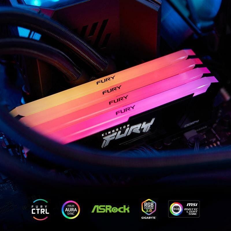 Модуль пам`яті DDR4 2x8GB/3200 Kingston Fury Beast RGB Black (KF432C16BB2AK2/16)
