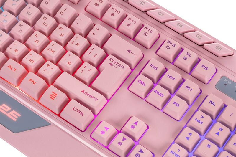 Клавиатура 2E Gaming KG315 RGB USB Pink Ukr (2E-KG315UPK)