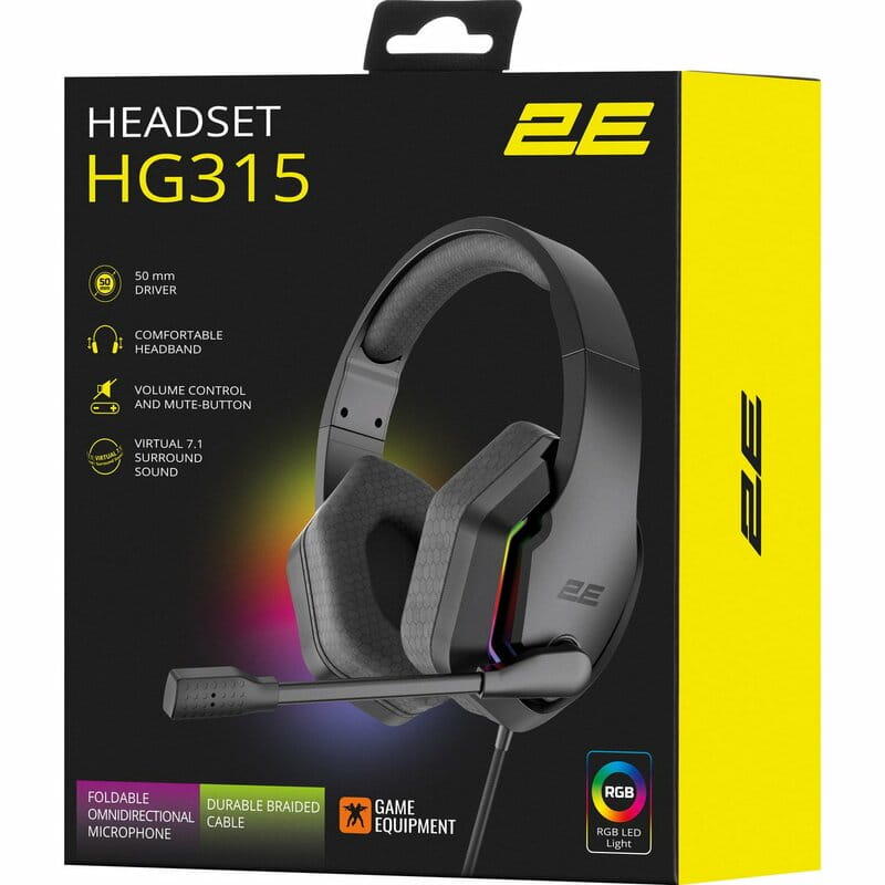 Гарнитура 2E Gaming HG315 RGB USB 7.1 Black (2E-HG315BK-7.1)