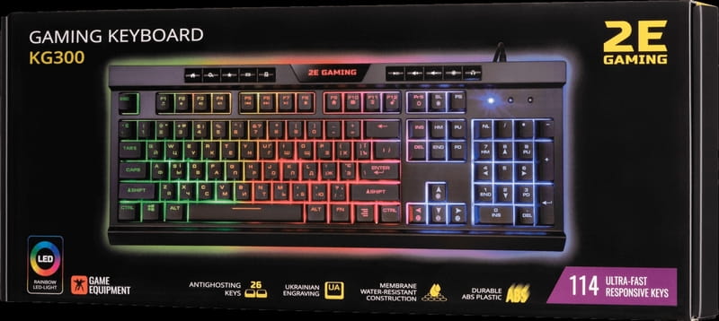 Клавиатура 2E Gaming KG300UB LED Ukr Black (2E-KG300UB)