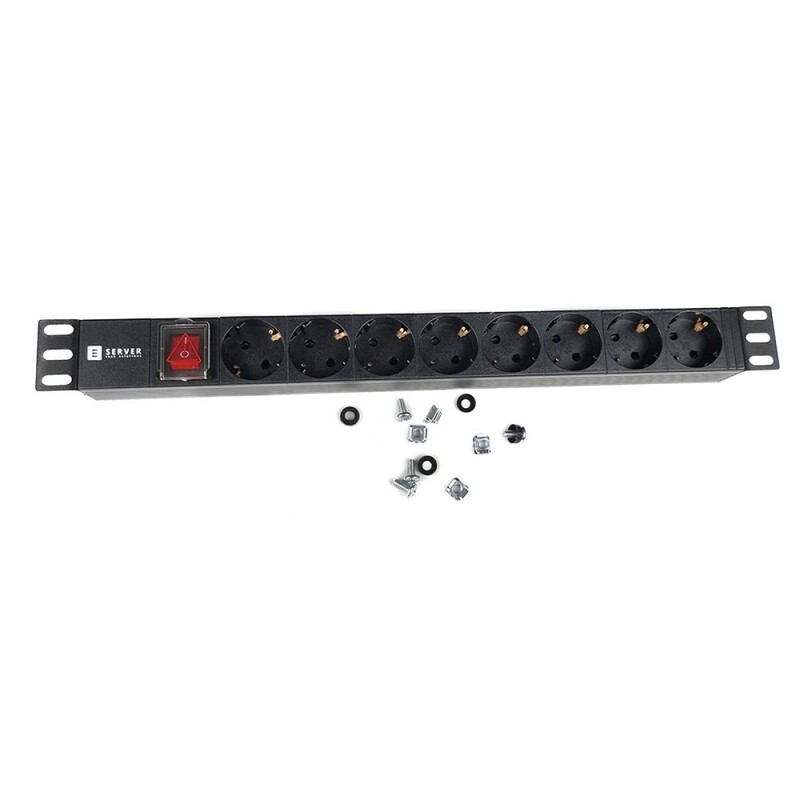 Блок розеток EServer 1U 19" (WT-2261A-GER-8WAY-WO) 8 розеток, Black