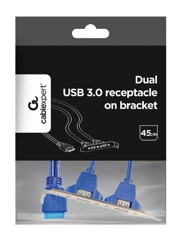 Планка розширення Cablexpert USB - 10-pin (F/M), 0.44 м, синій (CC-USB3-RECEPTACLE)