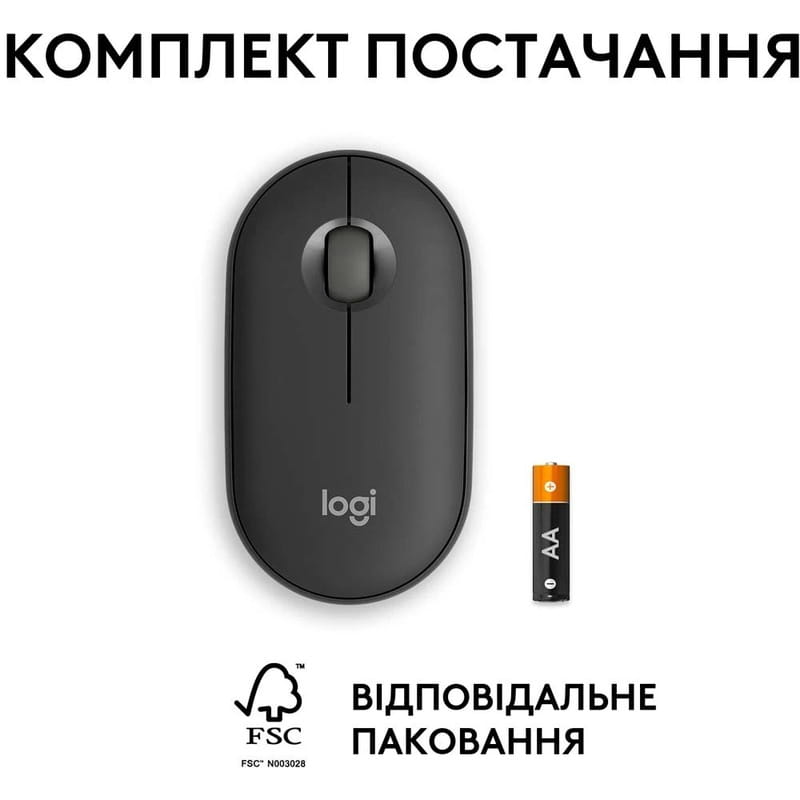 Мышь беспроводная Logitech Pebble Mouse 2 M350s Graphite (910-007015)