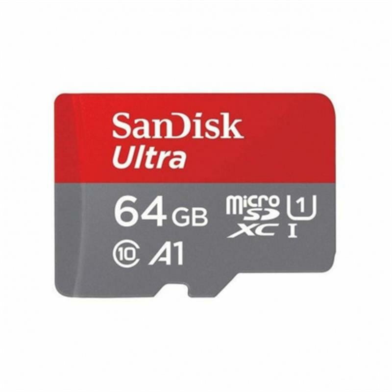 Карта пам`ятi MicroSDXC 64GB UHS-I Class 10 SanDisk Ultra A1 R140MB/s + SD-adapter (SDSQUAB-064G-GN6MA)
