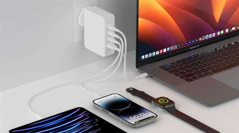 Мережевий зарядний пристрій Belkin Boost Up Charge Pro 140W 3хUSB-C + USB GaN PD PPS White (WCH014BTWH)