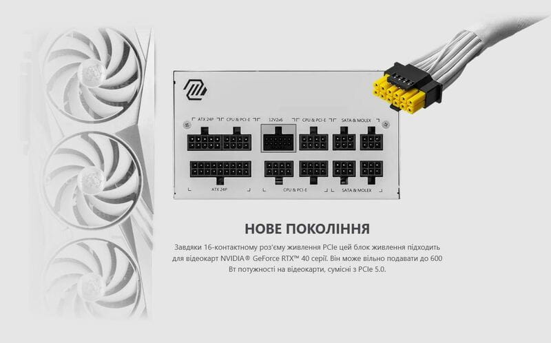Блок питания MSI MAG A850GL PCIE5 White 850W