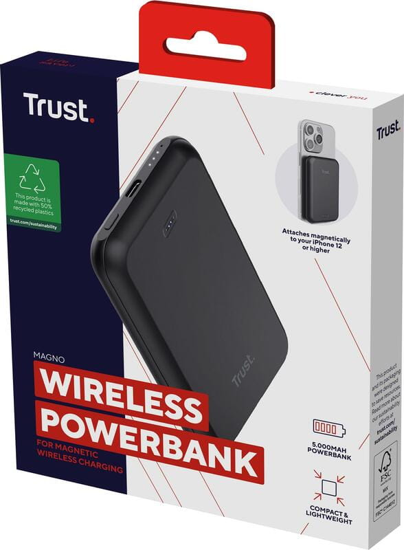 Универсальная мобильная батарея Trust Magnetic 5000mAh Black (24877)