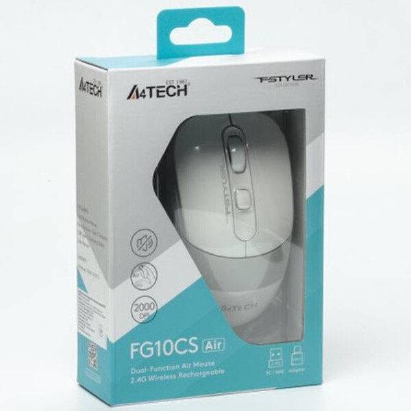 Миша бездротова A4Tech Fstyler FG10CS Air Grayish White