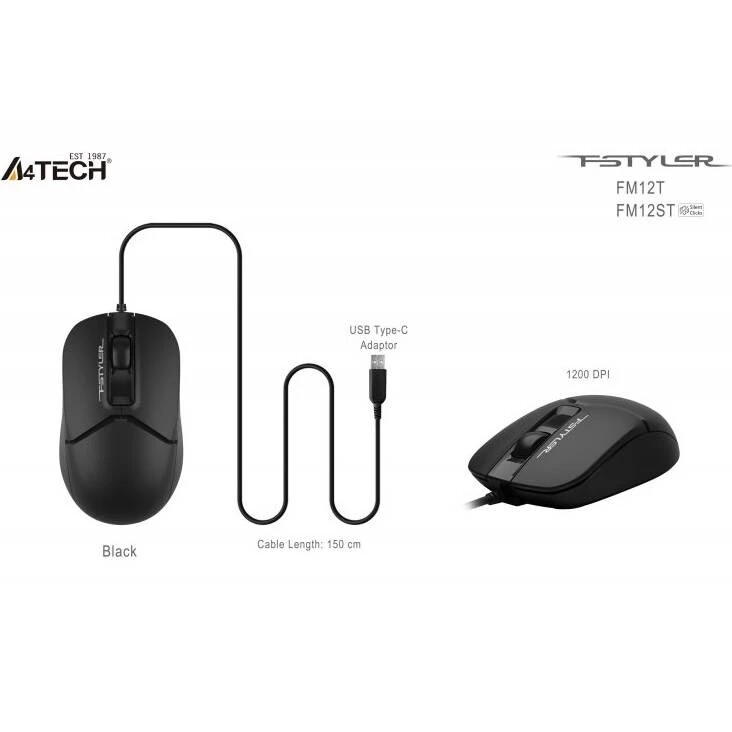 Мышь A4Tech Fstyler FM12ST Black