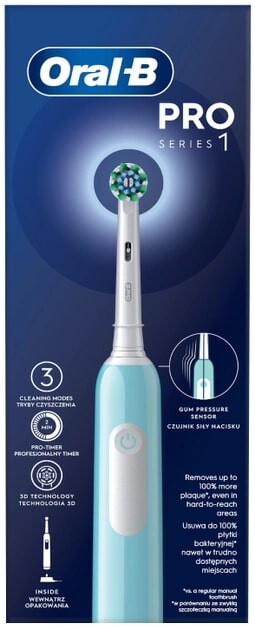 Зубна електрощітка Braun Oral-B Pro1 D305.513.3 CrossAction Caribbean Blue