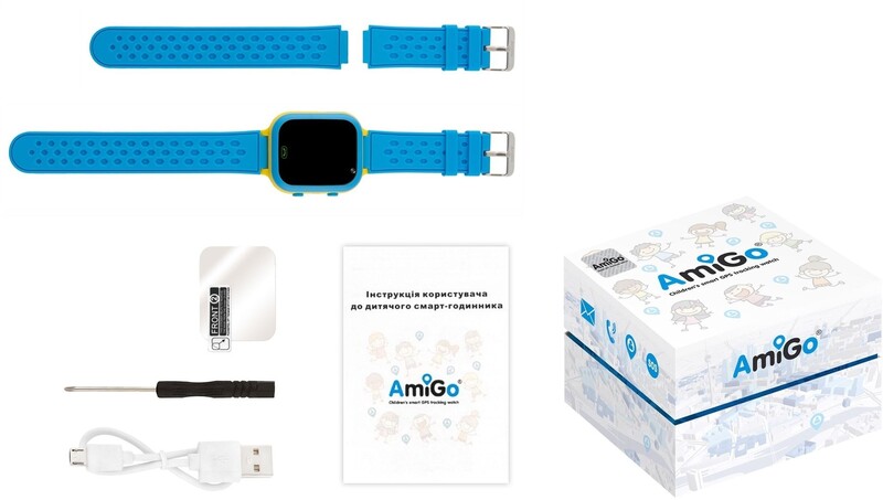 Детские смарт-часы AmiGo GO009 Glory Camera+LED WiFi Blue Yellow