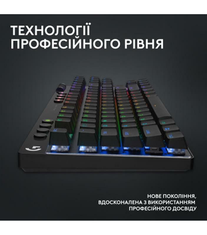 Клавiатура бездротова Logitech G PRO X TKL Lightspeed Black Tactile (920-012136)