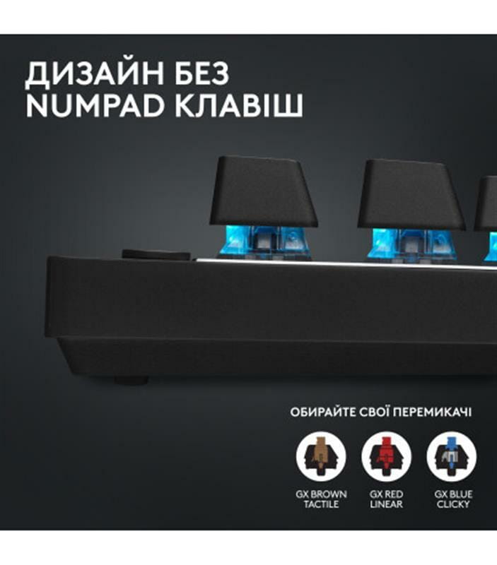 Клавiатура бездротова Logitech G PRO X TKL Lightspeed Black Tactile (920-012136)