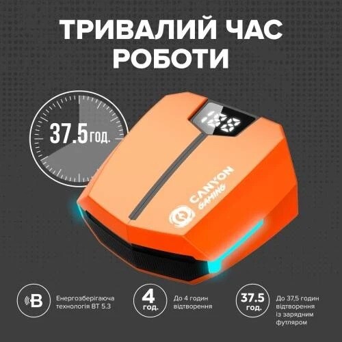 Bluetooth-гарнитура Canyon Doublebee GTWS-2 Gaming Orange (CND-GTWS2O)