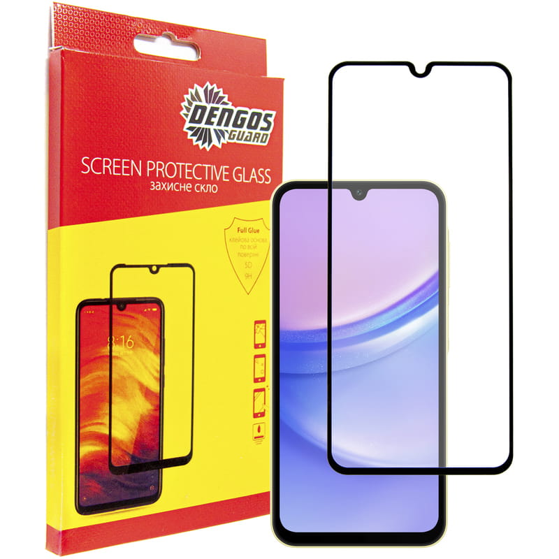 Захисне скло Dengos для Samsung Galaxy A15 4G SM-A155 Black Full Glue (TGFG-335)