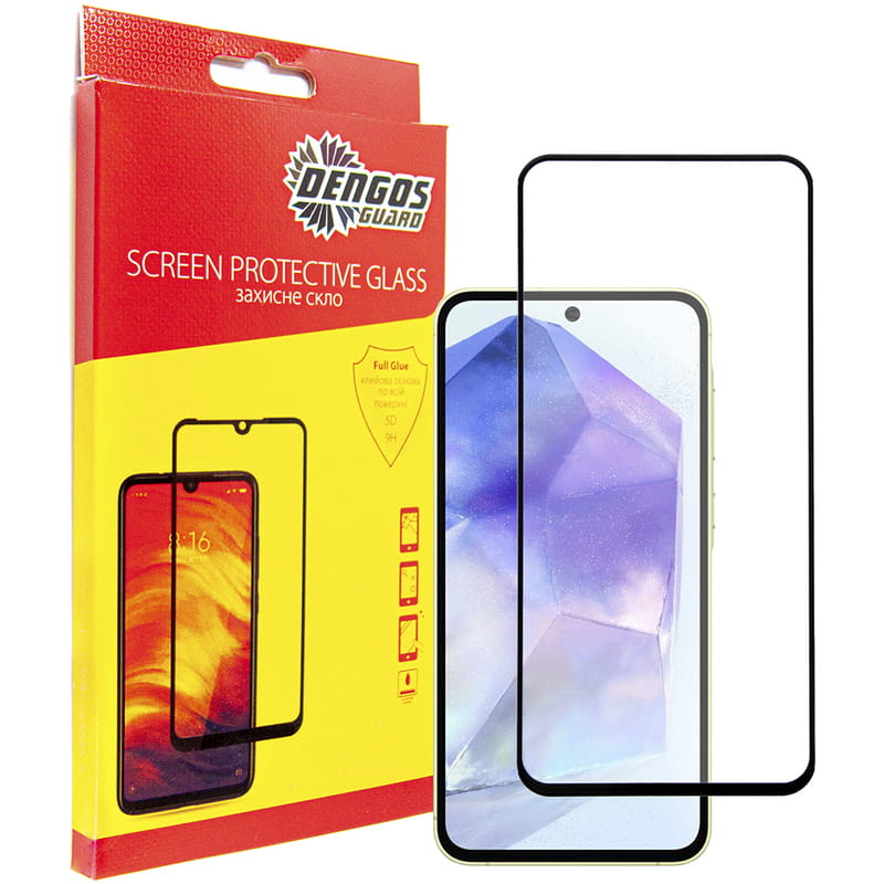 Защитное стекло Dengos для Samsung Galaxy A55 5G SM-A556 Black Full Glue (TGFG-345)