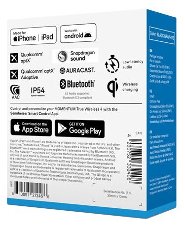 Bluetooth-гарнитура Sennheiser Momentum True Wireless 4 Black (700365)