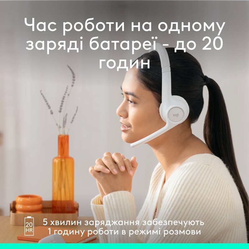 Bluetooth-гарнитура Logitech Zone 300 Wireless Off-White (981-001417)