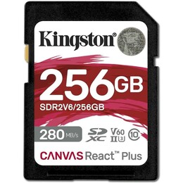 Карта пам`яті SDXC 256GB UHS-II/U3 Class 10 Kingston Canvas React Plus V60 SD R280/W150MB/s (SDR2V6/256GB)
