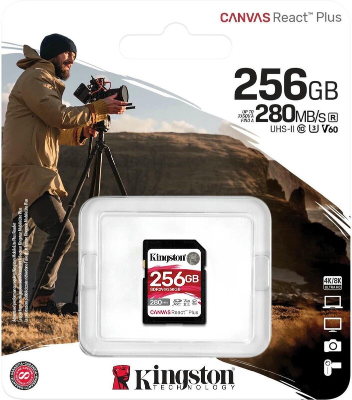Карта пам`яті SDXC 256GB UHS-II/U3 Class 10 Kingston Canvas React Plus V60 SD R280/W150MB/s (SDR2V6/256GB)