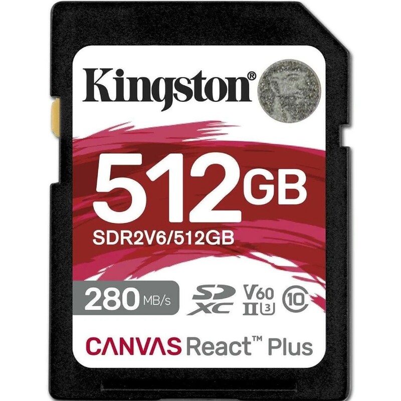 Карта пам`яті SDXC 512GB UHS-II/U3 Class 10 Kingston Canvas React Plus V60 SD R280/W150MB/s (SDR2V6/512GB)