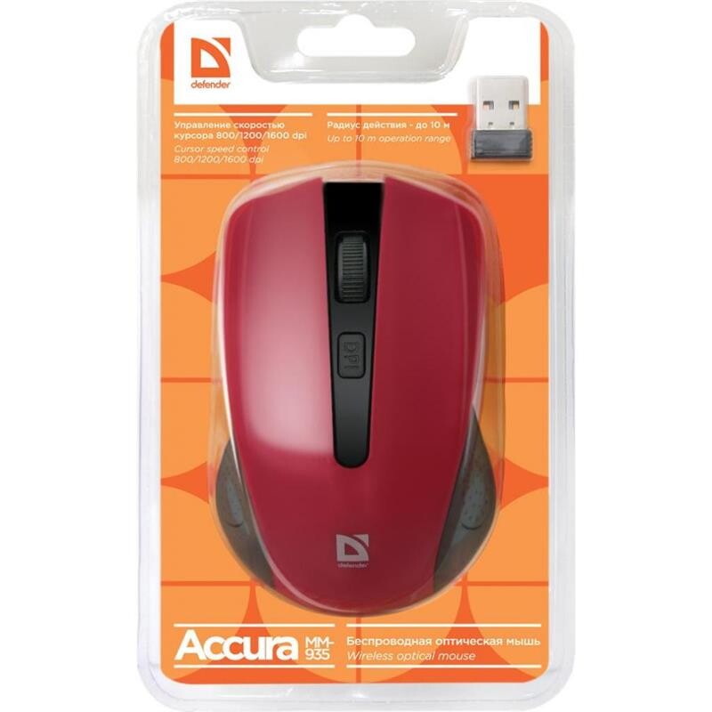 Миша бездротова Defender Accura MM-935 Red/Black (52937)