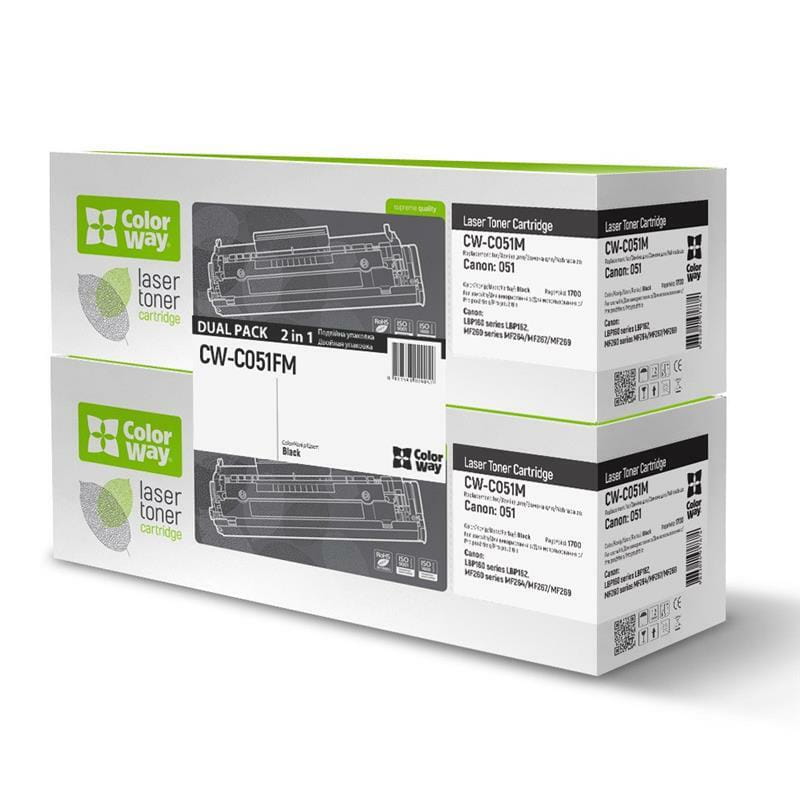 Картридж ColorWay (ColorWay-C051FM) Canon LBP162/MF269/MF267/MF264 Black (Canon 051) Dual Pack