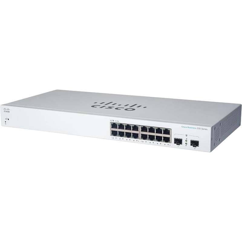 Коммутатор Cisco Business CBS220-16P-2G-EU (16xGE PoE, 2xSFP, 130 Вт, Smart)