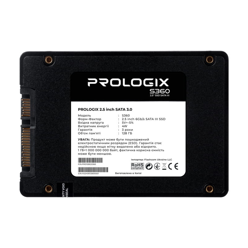 Накопичувач SSD  128GB Prologix S360 2.5" SATAIII 3D TLC (PRO128GS360)