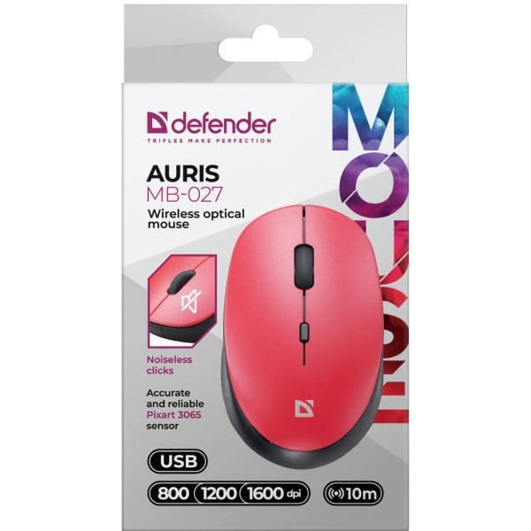 Мышь беспроводная Defender Auris MB-027 Red (52026)