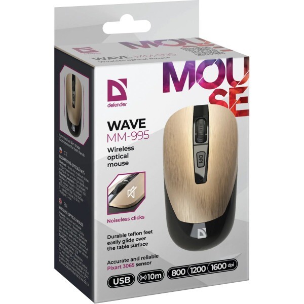 Мышь беспроводная Defender Wave MM-995 Bronze (52992)