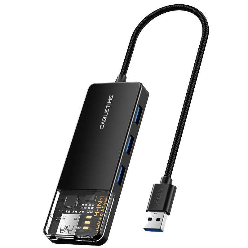 Концентратор Cabletime USB - 4 Port USB 3.0, 5Gbps, 0.15 m (CB01B)