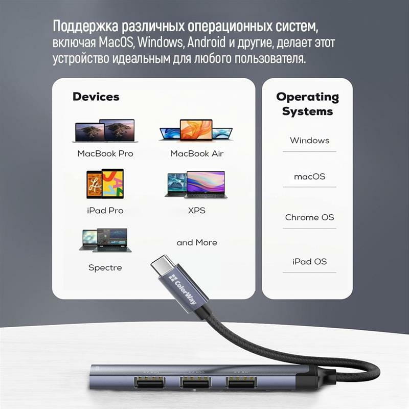 USB-хаб СolorWay USB Type-C 4-в-1 (CW-HUB04)