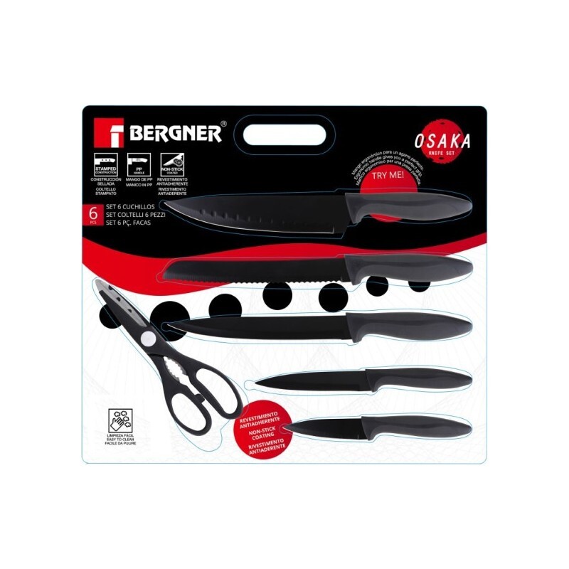 Набор ножей Bergner Osaka 6 предметов (BG-9075-BK)