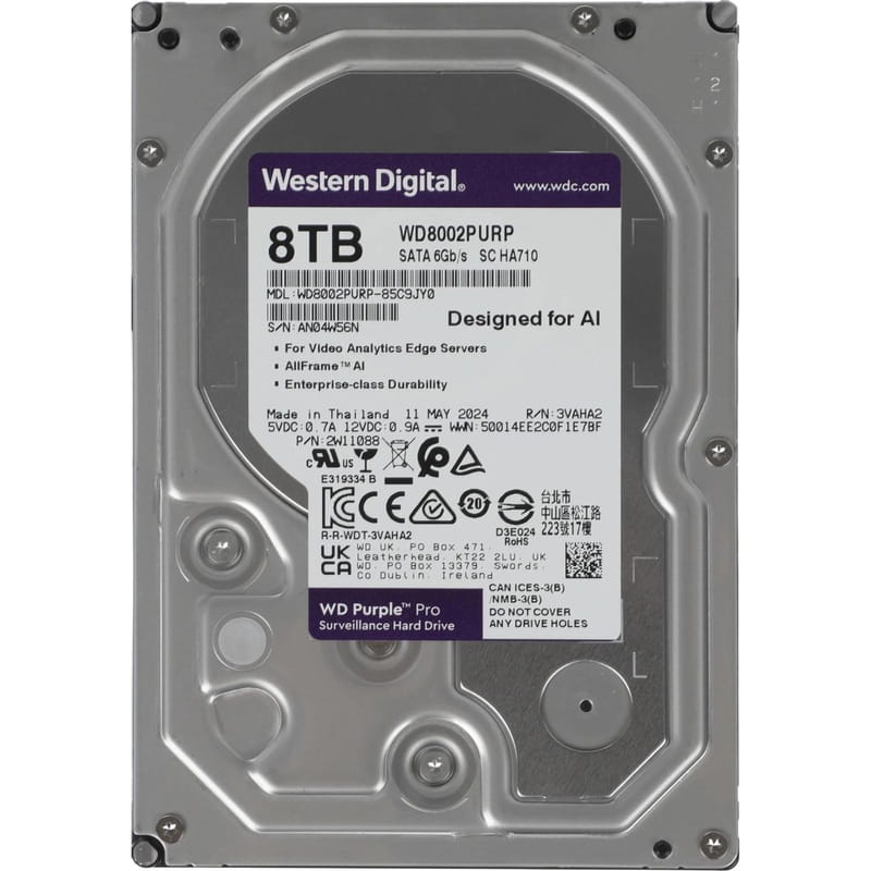 Накопитель HDD SATA  8.0TB WD Purple Pro 7200rpm 256MB (WD8002PURP)