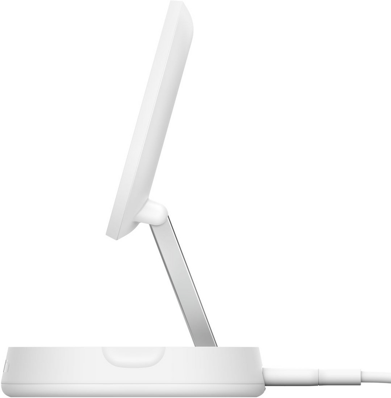 Безпровідний зарядний пристрій Belkin Stand Magnetic Qi2 + adapter 20W White (WIA008VFWH)
