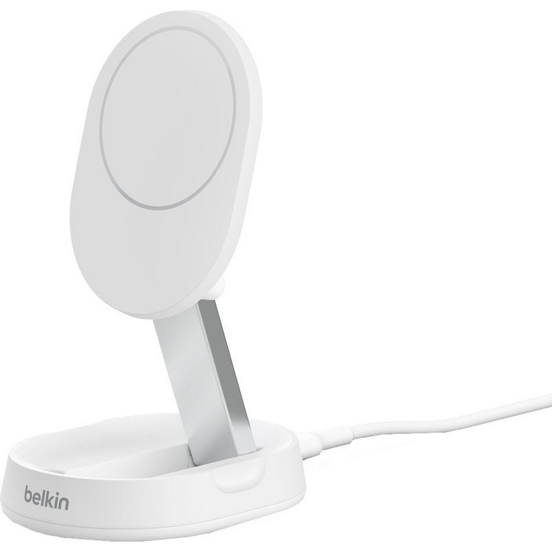 Безпровідний зарядний пристрій Belkin Stand Magnetic Qi2 + adapter 20W White (WIA008VFWH)