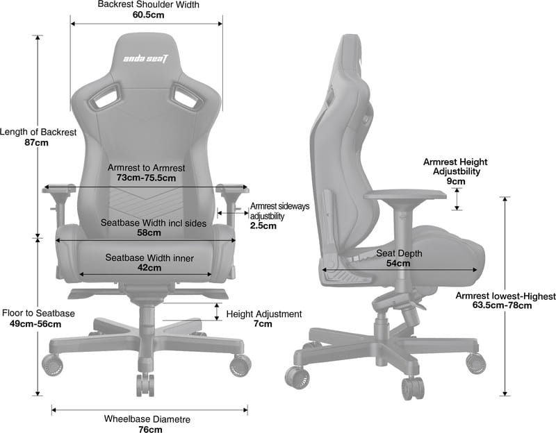 Кресло для геймеров Anda Seat Kaiser 2 Size XL Black (AD12XL-07-B-PV-B01)