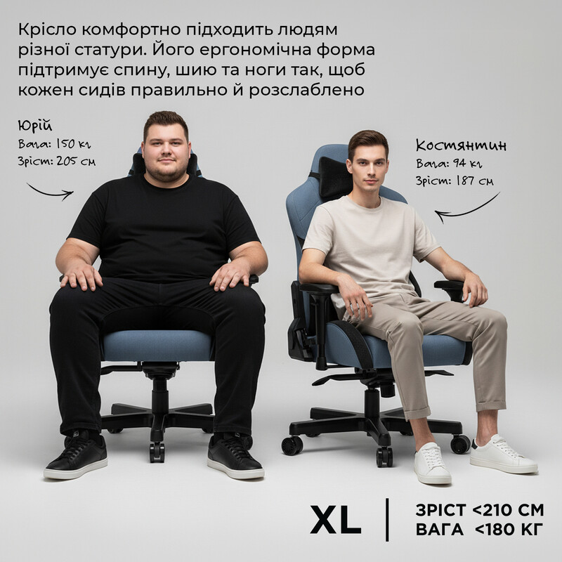 Кресло для геймеров Anda Seat T-Pro 2 Size XL Linen Grey/Black (AD12XLLA-01-GB-F)